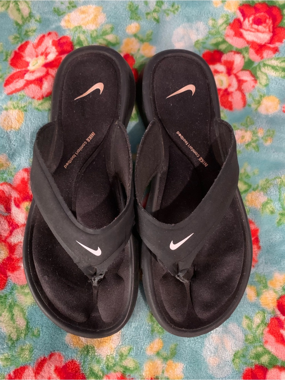 Nike Comfort Footbed Sandals Thongs Flip Flops Black Size 7